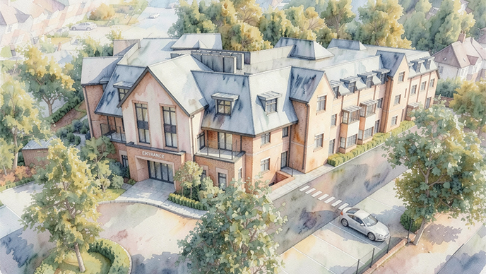 Illustrative watercolour image of the proposed site